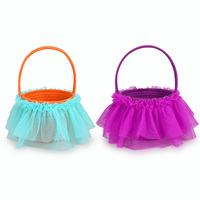 2025 enfants panier de Pâques mignon paillettes Tutu décoré cadeau panier sac à main pour oeufs Portable stockage Festival fête décorations