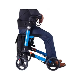<strong>Roller</strong> Folding <strong>Walker</strong> Portable Adjustable Shopping Medical Outdoor Aluminum Walking Aid with <strong>Seat</strong> - Product Image 4