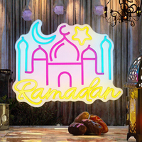 Enseigne néon LED personnalisée Ramadan Lune Étoile Logo Mosquée Lumière Acrylique Montée Blanc Chaud Décoration de Fête