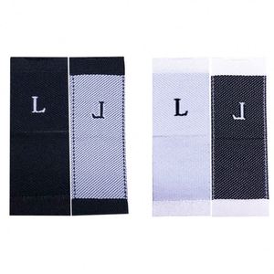 Étiquettes de taille noires personnalisées en gros pour vêtements, étiquettes tissées pour vêtements, étiquettes de taille pliées au centre - Product Image 3