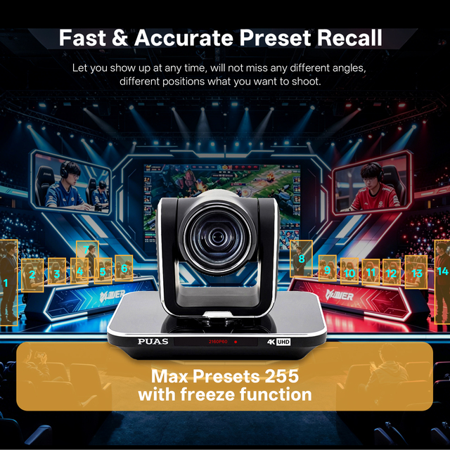 4K 12x Optical Zoom Auto Framing Wide View Angle PTZ Conference Camera Supports PoE