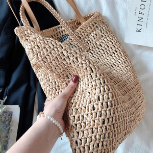 Bolso de mano de paja tejido a mano, gran capacidad, bolso de hombro de rafia para playa, bolso de verano ecológico, cesta de compras vintage estilo bohemio para viaje - Product Image 3