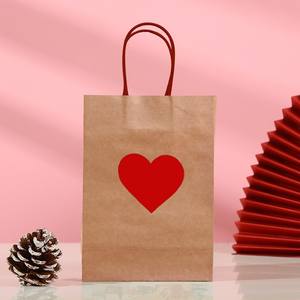 Bolsas de Regalo Personalizadas al por Mayor para el Día de San Valentín, Bolsas de Embalaje de Regalo en Forma de Corazón, Bolsas de Dulces, Bolsas de Papel Kraft con Asas - Product Image 5