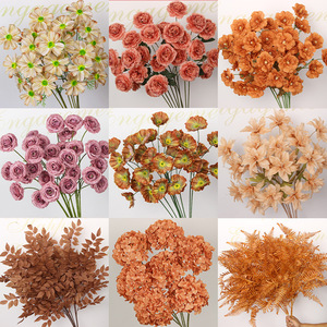 Fleurs artificielles à branche unique, couleur caramel, en plastique PU et soie, pour décoration intérieure et décorations de plafond de mariage - Product Image 5