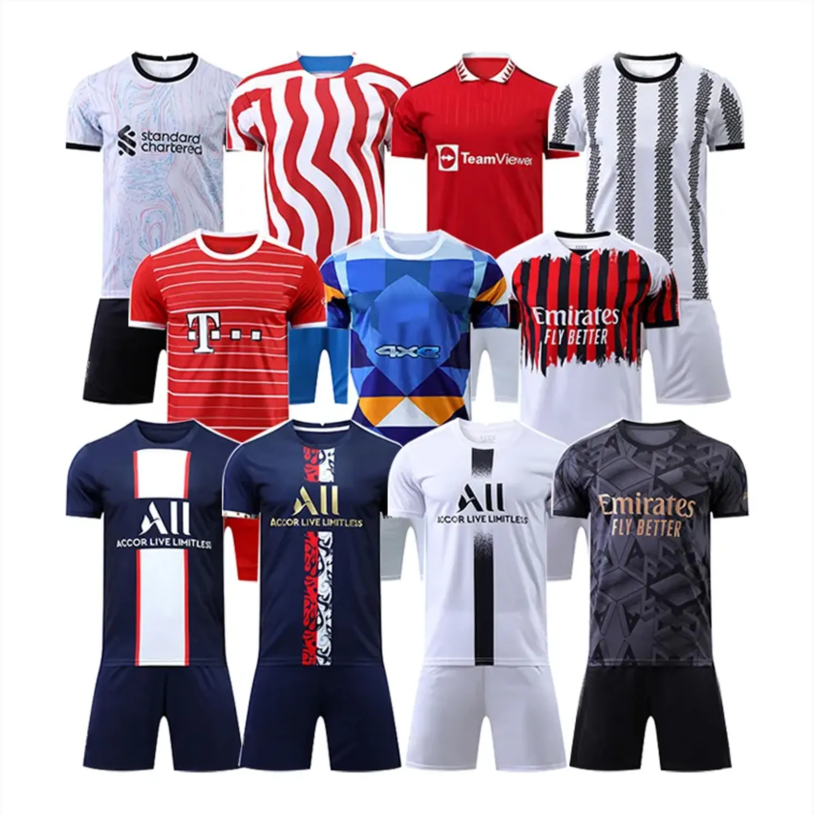 Kustom 22 23 musim baru cepat kering Jersey kaus sepak bola baju seragam sublimasi Retro Set Jersey sepak bola kit pakaian sepak bola