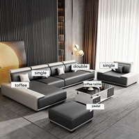 Ensemble de canapé et table basse en tissu technologique, style italien, luxe léger, moderne et minimaliste, pour salon (grande et petite pièce)