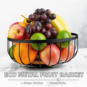 <span class=keywords><strong>Panier</strong></span> de rangement pour fruits rond en fer moderne et écologique pour la cuisine, organisateur multifonctionnel pour les collations - Product Image 2
