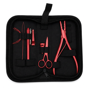 Professional Hair Extension Tools Kit with <b>Crimping</b> Pliers Needle Hook Scissors Metal <b>Set</b> for Installation and Removal OEM - Product Image 3