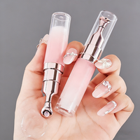 Flacon cosmétique rose de 5 ml, 10 ml, 15 ml pour lotion pour les yeux, rouge à lèvres, crème pour le visage, flacon pompe sans air, applicateur de massage pour rouge à lèvres