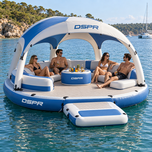 Piattaforma Galleggiante Gonfiabile Personalizzata con Bar Acquatico, Lounge e Parasole per Hotel Costieri, <span class=keywords><strong>Spiagge</strong></span> e Parchi Acquatici - Product Image 2