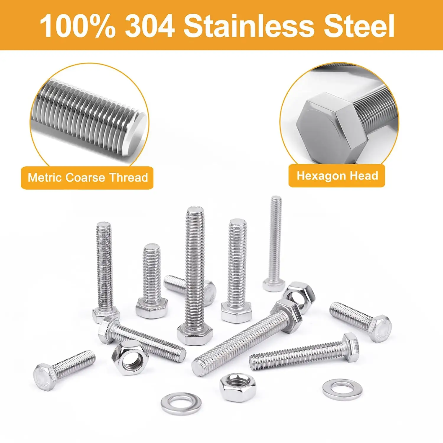 HCH Manufacturing Wholesale Price All kinds of stainless steel hexagon bolts and nuts Screw washers Metric