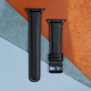 Bracelet en cuir véritable pour <span class=keywords><strong>Apple</strong></span> <span class=keywords><strong>Watch</strong></span> S10 et séries 1-10, bracelet en cuir Crazy Horse avec texture craquelée, noir/marron/bleu/vert - Product Image 6