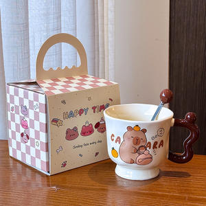 Tasse en céramique Kapibala, design ours de dessin animé, avec poignée et cuillère, pour le bureau ou la maison, collection Printemps 2025 - Product Image 5