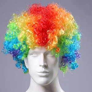 Parrucche Colorate Divertenti Stile Clown LW-25QT per Halloween, Capelli Sintetici Corti Colorati, Supporto 4 Pollici - Product Image 3