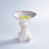 Maßgefertigte Keramik-Hasen und -Kaninchen mit Teller Neue Oster-Figuren Tisch-Accessoires Dekorative Objekte