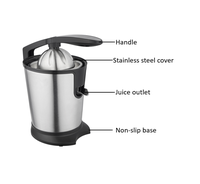 Presse-agrumes électrique portable en acier inoxydable avec levier pour oranges, citrons, pamplemousses, sans BPA, facile à nettoyer, pour usage domestique