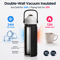 Bouteille isotherme en acier inoxydable de 550 ml avec couvercle et poignée, isolation thermique de 12 à 24 heures, écologique, portable pour toutes les occasions