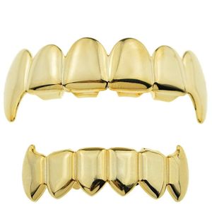 Nouvelle Tendance 2026 : Ensemble de Grillz Dents de Vampire Plaqué <span class=keywords><strong>Or</strong></span> 18K Anti-ternissement - Surface Lisse, Bijoux Dentaires Hip Hop pour Grossistes - Product Image 1
