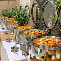 XINGPAI – équipement de restaurant, réchauffeurs d'aliments élégants, plats à friction ronds en argent, utilisation électrique/carburant