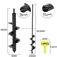 2 Pcs Pack 3 "x 24" & 2 "x 24" Rapid Planter Post Umbrella Hole Plant Flower Bulb Garden Auger Drill Bit Set 3/8In Hex Drive Drill