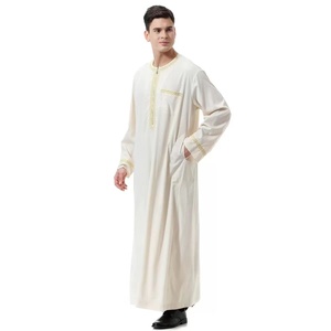 Ropa Islámica Árabe de Oriente Medio para Hombre, Thobe Blanco y Negro, Vestido de Oración Musulmán de Manga Larga 2022, Túnica para Hombre - Product Image 5