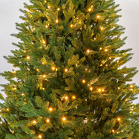 Hochwertiger Verschlüsselter Vollkunststoff-Weihnachtsbaum für Innenräume Luxuriöse Dekoration Metallständer Steckbar Warmweißes Licht 5-10 Fuß