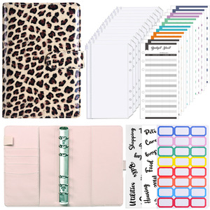 A6 PU raccoglitore di taccuini a fogli mobili pianificatore di Budget con stampa leopardata Agenda di archiviazione in contanti <span class=keywords><strong>libro</strong></span> regali per bambini materiale scolastico - Product Image 2
