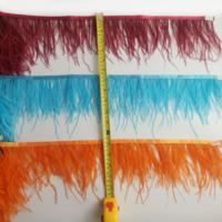 Vente en gros de rubans de plumes d'autruche de 10 à 13 cm, tissu en dentelle de plumes multicolores pour vêtements, artisanat DIY et décorations de mariage