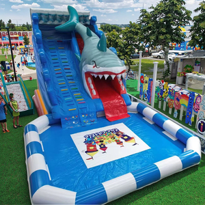 Bên cho thuê MOONWALK nhà bị trả lại trượt nước <span class=keywords><strong>Inflatable</strong></span> lâu đài trẻ em thu hút khách du lịch nhảy lâu đài với hồ bơi - Product Image 1