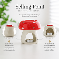 Nouveau diffuseur d'arômes en céramique en forme de champignon, chauffe-cire et brûleur d'huiles essentielles pour spa, yoga et méditation