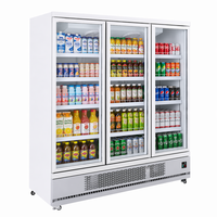 Vitrine réfrigérée verticale commerciale à refroidissement par air pour épicerie, produits laitiers et aliments frais, avec étagères réglables