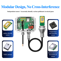 Transmisor de Calidad del Aire Multigas con Sonda Dividida, Sensor de CO2, Formaldehído, TVOC, Temperatura y Humedad, Salida RS485 para Monitoreo Ambiental