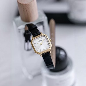 Montre à quartz vintage pour femme, cadran carré polygonal, luxe léger, bracelet en cuir véritable, élégante et polyvalente, montre-bracelet tendance - Product Image 3