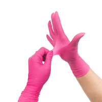 Gants d'examen en nitrile imperméables docteur sans poudre Rose rouge gants en nitrile jetables pour la médecine