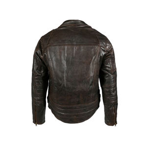 Chaqueta de cuero marrón de moto de moda de alta calidad de talla grande de invierno con cierre de cremallera y piel de oveja transpirable - Product Image 2