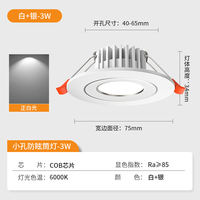 Downlight LED Encastrable 40-65mm, Corps PC, RGBW, Angle de Faisceau 120 Degrés, IP, CRI 90, Dimmable, Éclairage Domestique Moderne