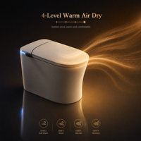 WC intelligent monobloc en céramique avec bidet intégré, couvercle à ouverture automatique, siège chauffant, double chasse, évacuation en P et télécommande