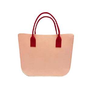 กระเป๋าถือผ้าสักหลาดความจุขนาดใหญ่แบบเรียบง่ายสำหรับผู้หญิงกระเป๋าช้อปปิ้งแบบพกพาและถุงของขวัญมีซิปปิดโพลีเอสเตอร์พิมพ์โลโก้ได้ - Product Image 5