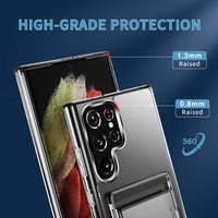 Funda de teléfono 2 en 1 con ranura para tarjeta de TPU, transparente, para Samsung S21, S22 Plus, Ultra Note 10 Plus, 20 Pro