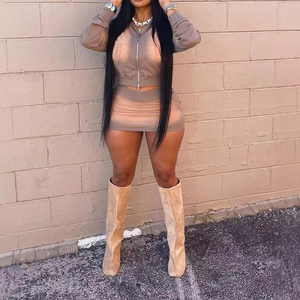 2026 Herbst Casual Damen-Sportanzug mit Reißverschluss-Hoodie und Rock, 2-teiliges Set - Product Image 6