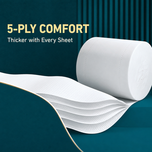 Papier toilette OEM ODM, 8 rouleaux, 5 plis, pâte de bois vierge, 100g/rouleau, 138x12mm, résistant, doux, absorbant, jetable, pour usage domestique - Product Image 3