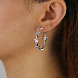 Aros Grandes con Micro Pavé de Circonitas, Joyería de Moda para Mujer de Alta Calidad, Aros de <span class=keywords><strong>Estrella</strong></span> - Product Image 6