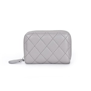 高級婦人用シープスキンキルティングカードホルダー、ジッパー付きアコーディオンウォレット、小型レザーカードケース、エレガントなファッションスタイル - Product Image 4