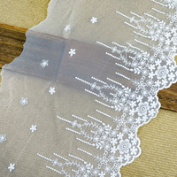Bande de dentelle souple en tulle et maille de nylon brodée de fleurs, largeur 40,0 cm, pour robes et vêtements féminins, accessoires de couture