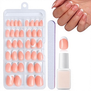 <span class=keywords><strong>DMQ</strong></span> Almond - Uñas Acrílicas Francesas, Cortas, 120 Piezas, Punta Blanca, Ovaladas, Cobertura Total, Kit de Uñas Adhesivas, Pegamento para Uñas, Decoraciones para Manicura - Product Image 3