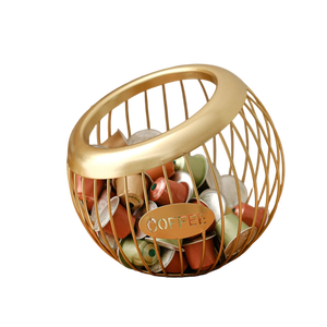 Panier à fruits en métal circulaire écologique moderne, support de rangement étanche pour dosettes de café, décoration de table multifonctionnelle pour les collations - Product Image 1