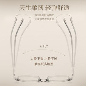 Monture de lunettes Danyang Ronde TR90 pour femmes, anti-lumière bleue, monture complète, verres en résine, bord large de 4 mm, style populaire - Product Image 1