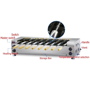 Machine à faire du pain hongrois au gaz et à l'électricité, modèle en acier inoxydable, température réglable, pour la préparation de Kurtos Kalacs, idéale pour les pâtisseries. - Product Image 4