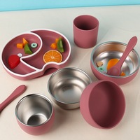 Vente en gros de bol d'alimentation pour bébé en silicone sans Bpa avec succion et base antidérapante bol en silicone en acier inoxydable avec logo personnalisé