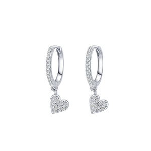 Wholesale Women's Trendy 925 Sterling Silver Zircon Heart Pendant Charm <b>Earrings</b> for Wedding and Gift - Product Image 1